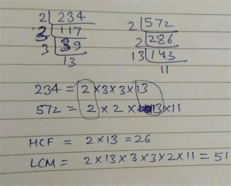find the L C M of 234 and 572 by division method - Brainly.in