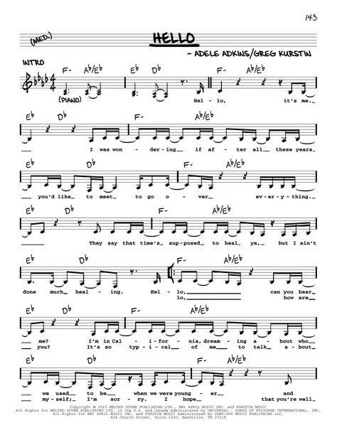 Hello by Adele Sheet Music for Real Book – Melody, Lyrics & Chords at Sheet Music Direct