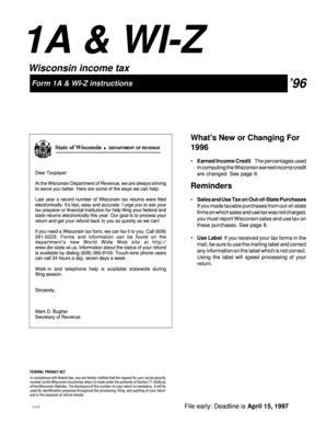 1996 Form 1A & WI -Z Instructions - Wisconsin Department Of Revenue ...