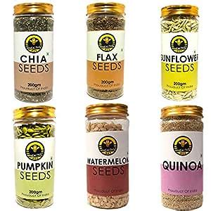 Healthy Bee Raw Seeds Combo Pack of 1.2 Kg - Chia Seeds, Sunflower ...