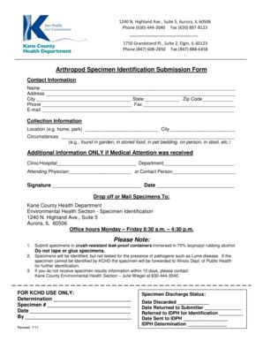 Fillable Online Arthropod Identification Form - Kane County Health ...