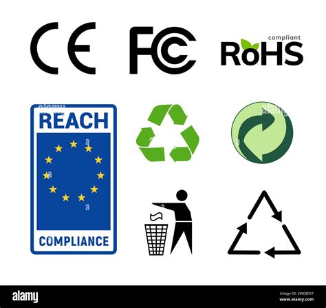 Compliance Recycling Symbols. Certification CE environment waste sign ...