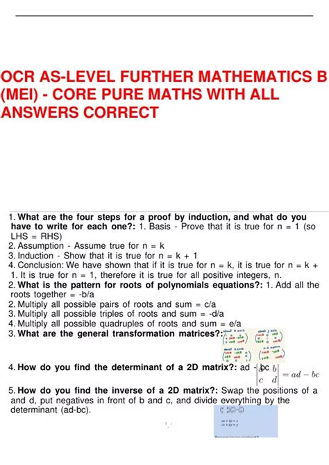 OCR AS-LEVEL FURTHER MATHEMATICS B (MEI) - CORE PURE MATHS WITH ALL ...