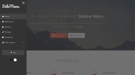 Image result for Bootstrap 4 Sidebar Menu