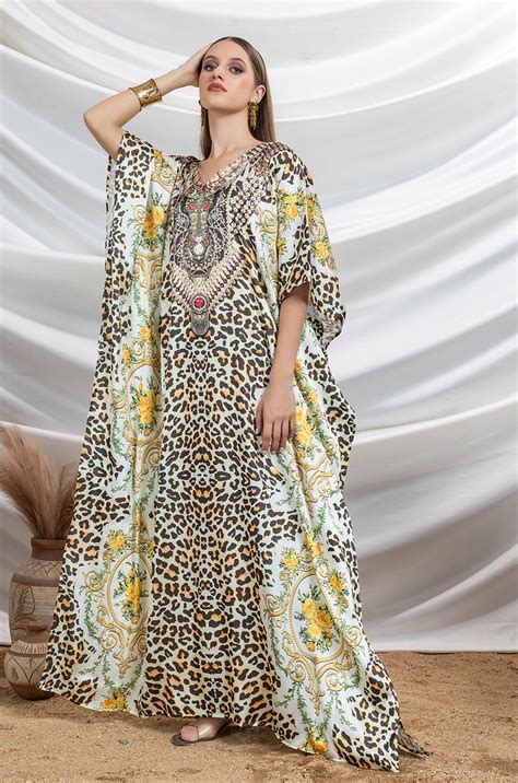 Imperial Roar Soft Satin Women Kaftan with Rhinestones – Label Aarna