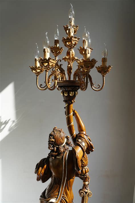 Italian Gilded Wood Venetian Figural Torchère Candelabra Floor Lamp For ...