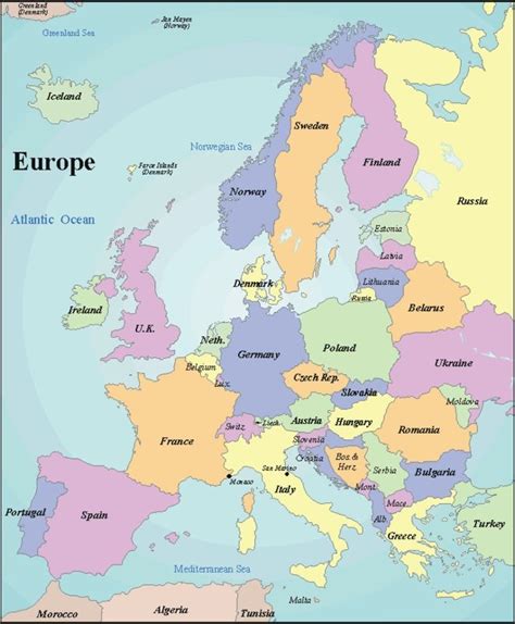 Labeled Map of Europe 的图像结果