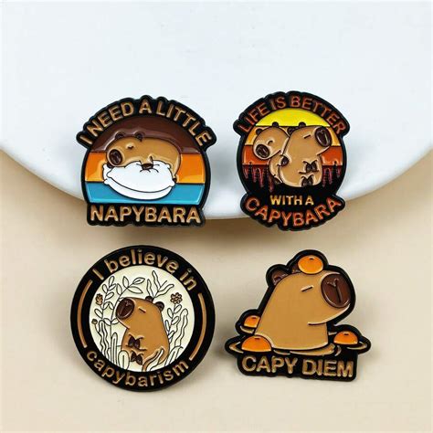 Cartoon Capybara Alloy Brooch, Cute Letter Series Accessory Pin ...