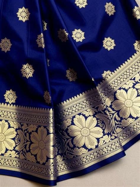 JUNGLE HERBS Woven Kanjivaram Cotton Blend Saree with Unstitched Blouse ...