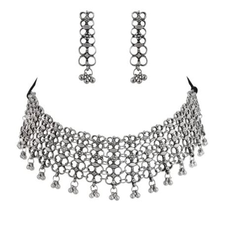 Buy Dulcett India | Traditional Afghani Choker | Oxidised Silver ...