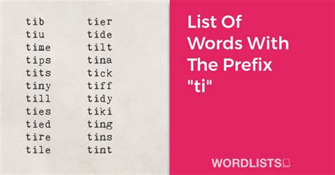 List Of Words With The Prefix "ti"