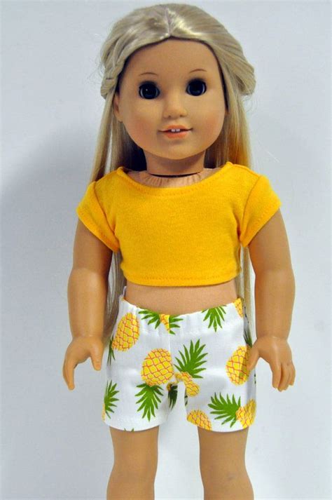 Pineapple Print Shorts and Yellow Crop Top 18 Inch Doll | Etsy ...