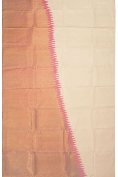 Cream Rising Border Kanjivaram Silk Saree 10070622 – Avishya.com