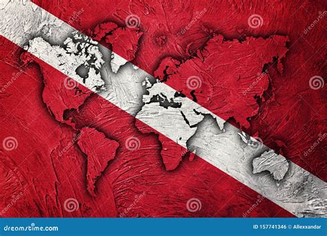 Diver Down Flag, World Map Scuba Flag Stock Photo - Image of sign, flag ...