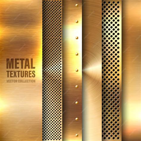 Premium Vector | Realistic brushed metal textures set polished ...