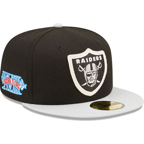 Men's New Era Black/Silver Las Vegas Raiders Super Bowl XVIII Letterman ...