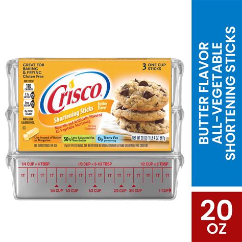 Crisco Butter Flavor All-Vegetable Shortening Sticks, 20 oz - Walmart.com