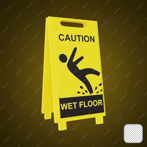 Premium PSD | Wet Floor Safety Sign 3d illustration