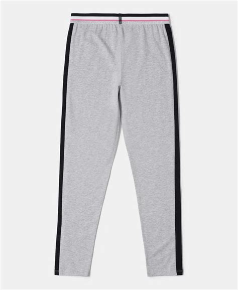 Buy Girl's Super Combed Cotton Elastane Leggings with Contrast Side ...