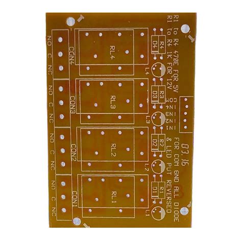 4 Relay Single Sided Phenolic PCB (80x55)mm