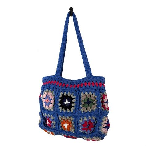 Blue Crochet Colourful Shoulder Bag – Discov Accessories