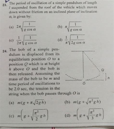 The period of oscillation of a simple pendulum of length l suspended from..