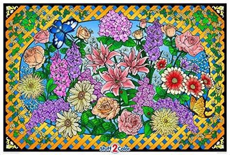 Flower Explosion Giant 22 X 32.5 Inch Line Art Coloring Poster : Amazon ...