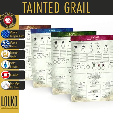 Acheter Fiches de personnages réinscriptibles pour Tainted Grail: Kings ...