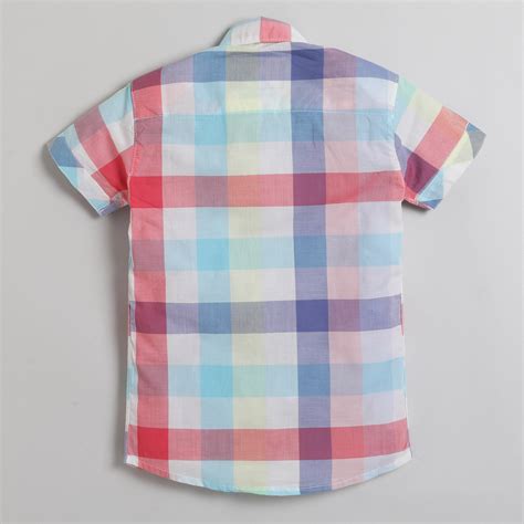 Polka Tots Half Sleeve Shirt 100% Cotton Pestel Checkered With Two Poc ...