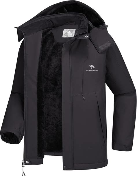 CAMEL CROWN Men's Winter Coat Waterproof Ski Jacket Fleece Lined ...