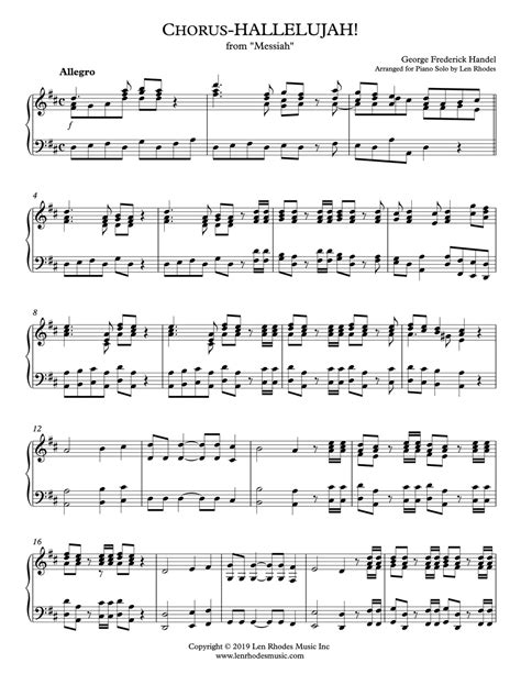 Hallelujah Chorus, Handel - Piano solo – Len Rhodes Music