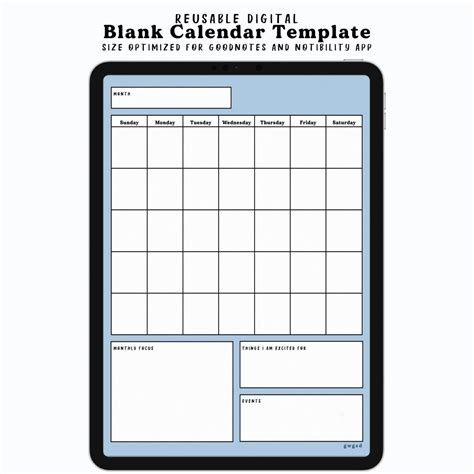 free printable blank calendar template paper trail design - free ...