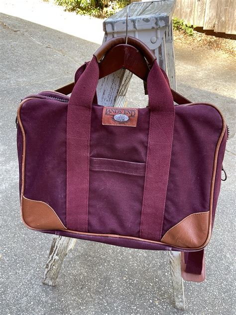 VTG Lands End Bag Canvas Leather Briefcase Deluxe Squ… - Gem