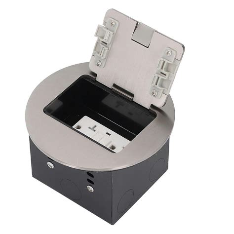 20A Dual 3 Prong Stainless Steel Round Recessed Floor Outlet Electrical ...