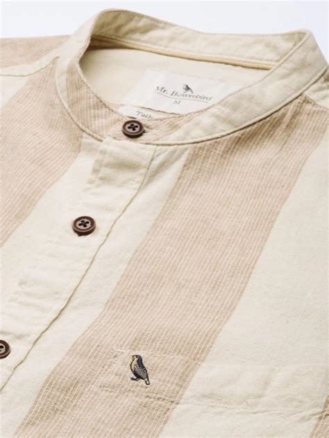 Men Slim Fit Striped Spread Collar Casual Shirt by U-Turn — MEGG
