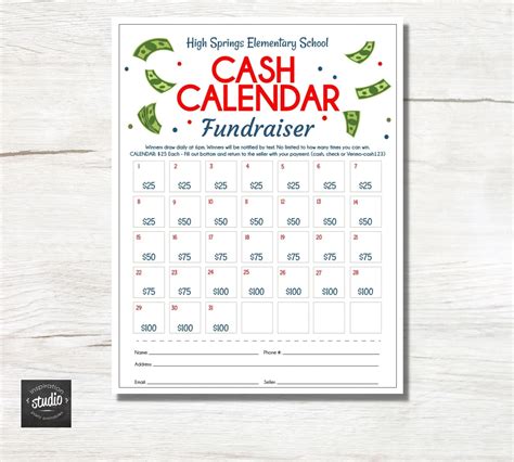 Calendar Raffle Fundraiser - Printable Word Searches