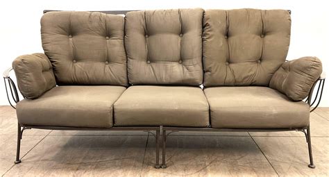 Lot - Frontgate Cushioned Iron Patio Sofa