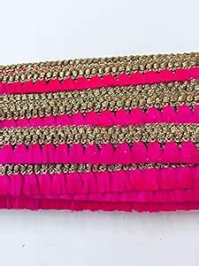 ALINA IMPAX Hot Pink and Golden Color Lace Gota Patti | Pink Colored ...