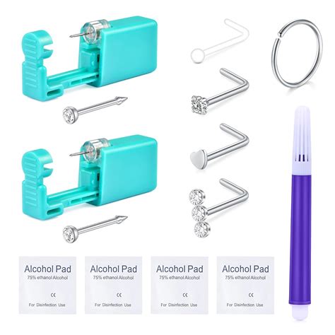 Amazon.com: QWALIT Nose Piercing Kit Nose Ring Piercing Kit Self Nose ...