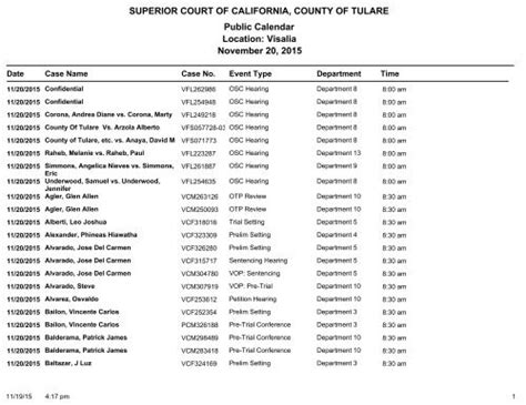 Tulare County Superior Court Visalia Calendar - CountyCourtCalendar.com