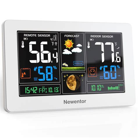 Newentor Weather Station Wireless Indoor Outdoor Thermometer, Color ...