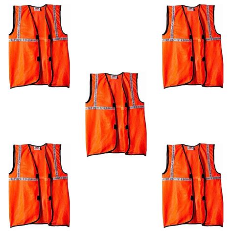 Orange Work Wear Reflective Front & Back Reflector Strips Safety Jacket ...
