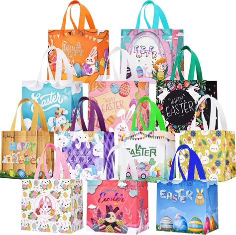 Amazon.com: 12Pack Easter Bags with Handles, Easter Gift Bags for Kids ...