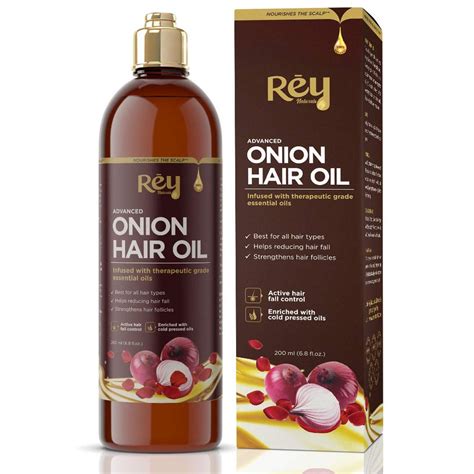 Rey Naturals Onion Hair Oil with 14 Essential Oils - Controls Hair ...