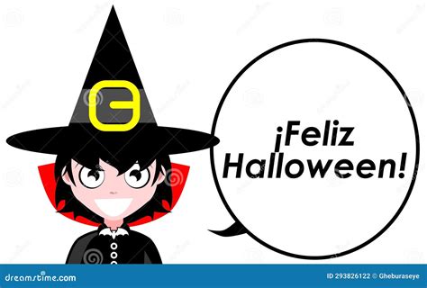 Happy Halloween, Masked Girl, Witch, Spanish, Isolated. Stock ...