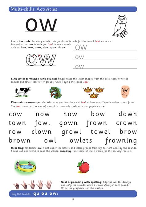 Teach The Grapheme ‘ow’ With This Phonics Worksheet - Teachwire