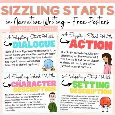 Free Writing Posters Narrative Sizzling Starts Openers Leads