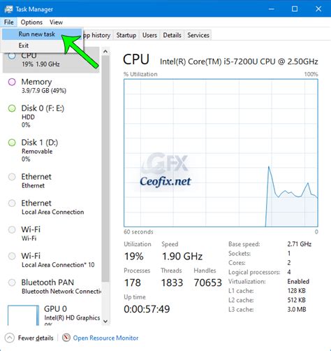 Windows Task Manager Run 的图像结果