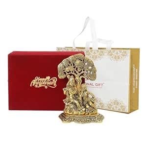 Buy INTERNATIONAL GIFT Gold Plated Radha Krishna Idol Oxidized Finish ...