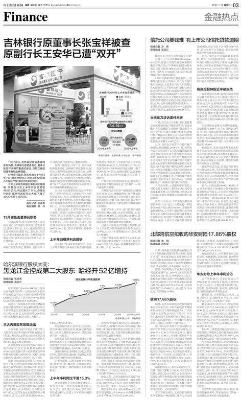 哈尔滨银行股权大变：黑龙江金控成第二大股东 哈经开52亿增持